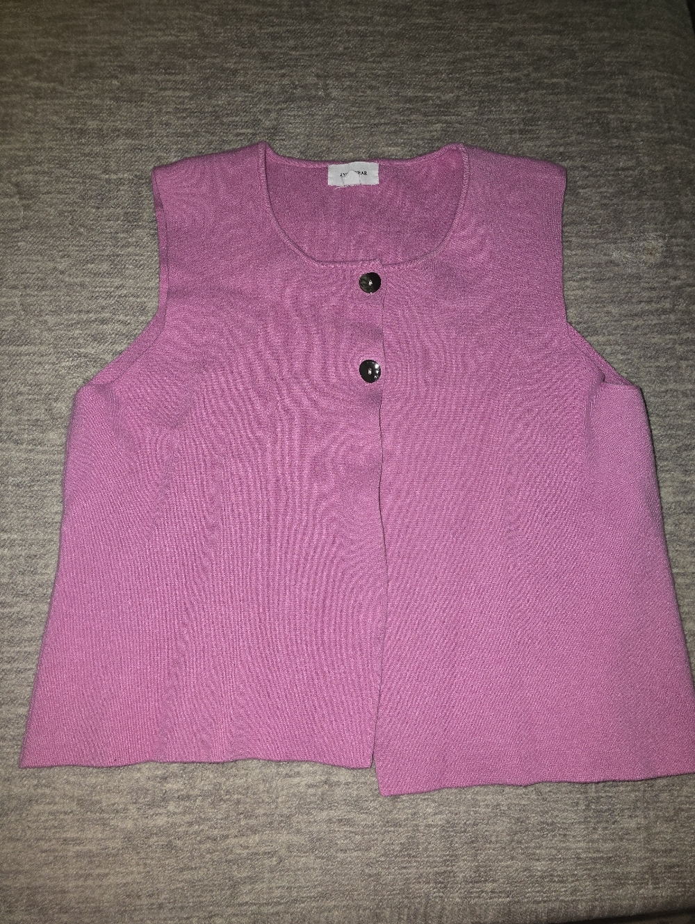 Sleeveless Pink Button-Front Knit Tank Top